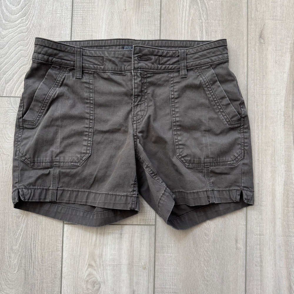 Prana Halle Shorts Women 4/27 Charcoal Gray Organic Cotton Stretch 197181